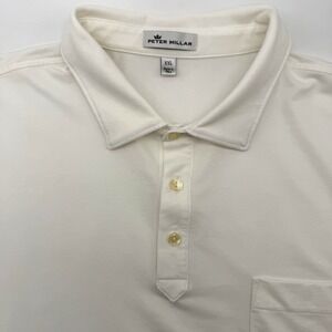 Peter Millar Men's Short Sleeve Solid White‎ XXL 2XL Stretch Golf Polo Shirt
